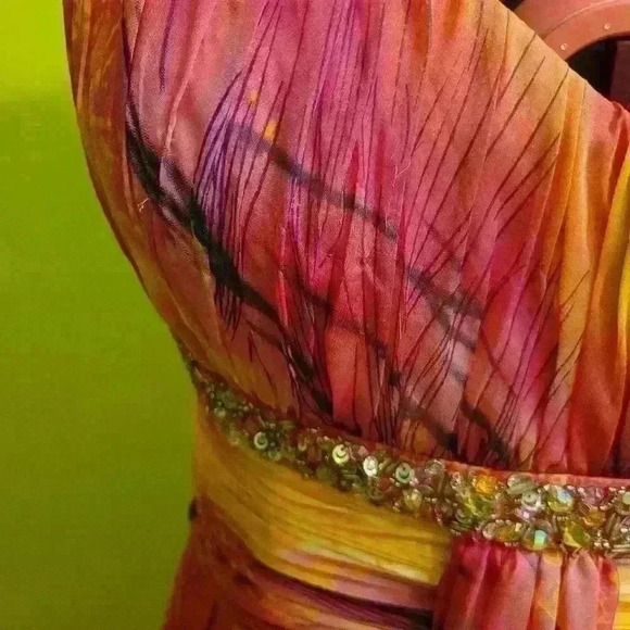 Tony Bowls Paris | Gorgeous Gown in Pinks and Oranges Size 16 - Picture 8 of 9
